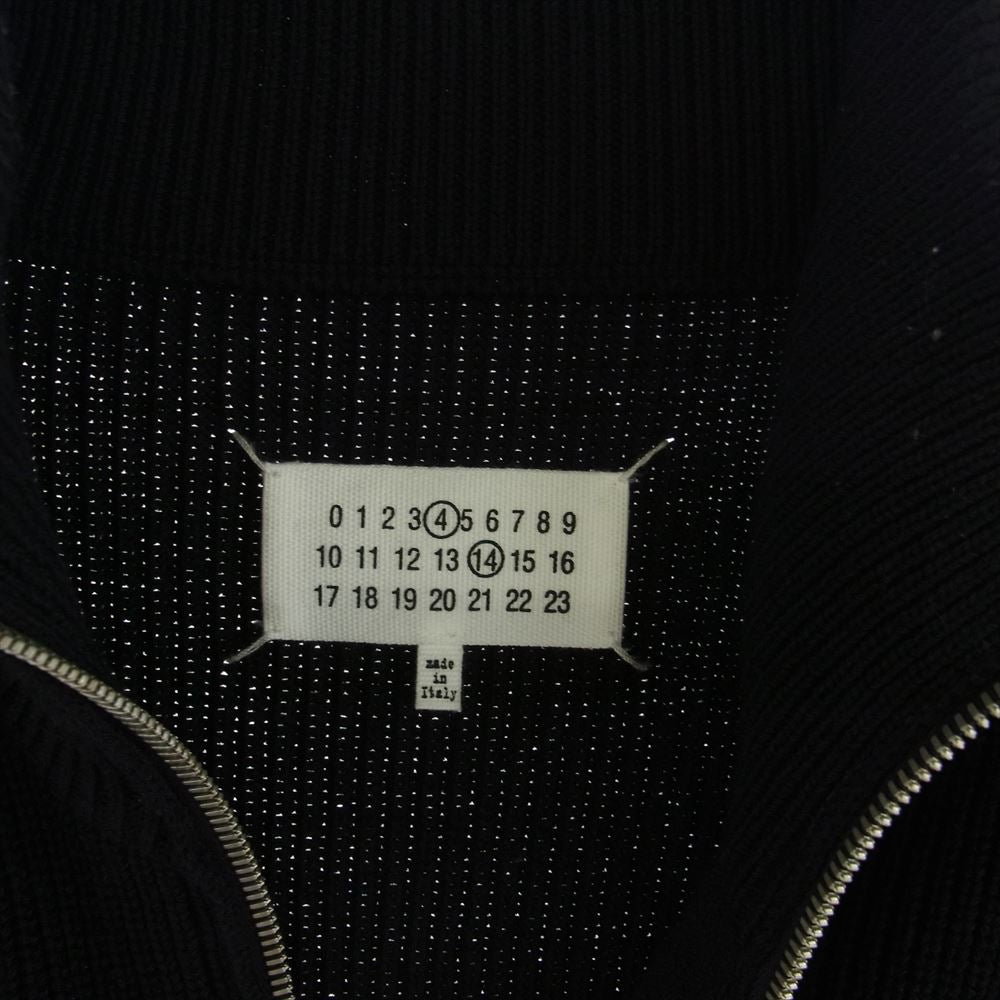 MAISON MARGIELA メゾンマルジェラ 22AW SI1HA0013 4.14ライン 四つタグ ドライバーズニット リブ ジップアップ ハイネック カーディガン ジャケット ブラック系 M【美品】【中古】