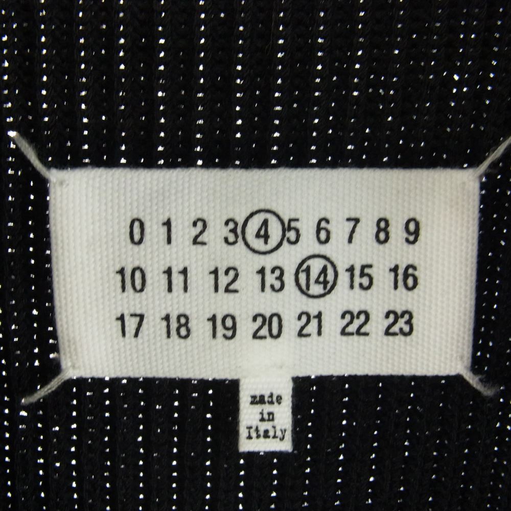 MAISON MARGIELA メゾンマルジェラ 22AW SI1HA0013 4.14ライン 四つタグ ドライバーズニット リブ ジップアップ ハイネック カーディガン ジャケット ブラック系 M【美品】【中古】