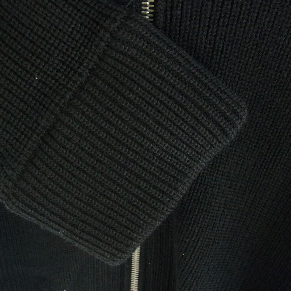 MAISON MARGIELA メゾンマルジェラ 22AW SI1HA0013 4.14ライン 四つタグ ドライバーズニット リブ ジップアップ ハイネック カーディガン ジャケット ブラック系 M【美品】【中古】