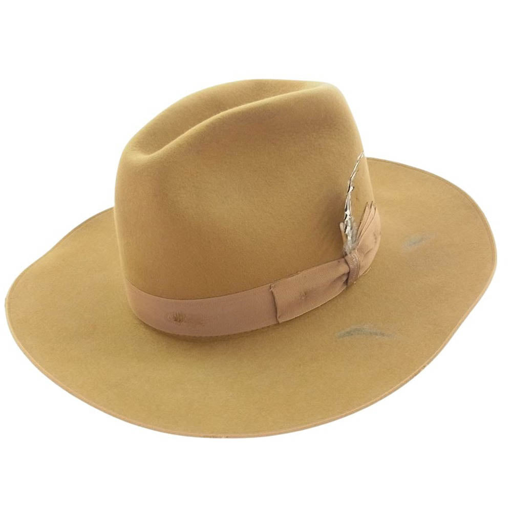 Borsalino ボルサリーノ NICK FOUQUET ニックフーケ GENOVESE ジェノヴェーセ 焦がし ダメージ加工 フェルト ウール ハット ライトブラウン系【中古】