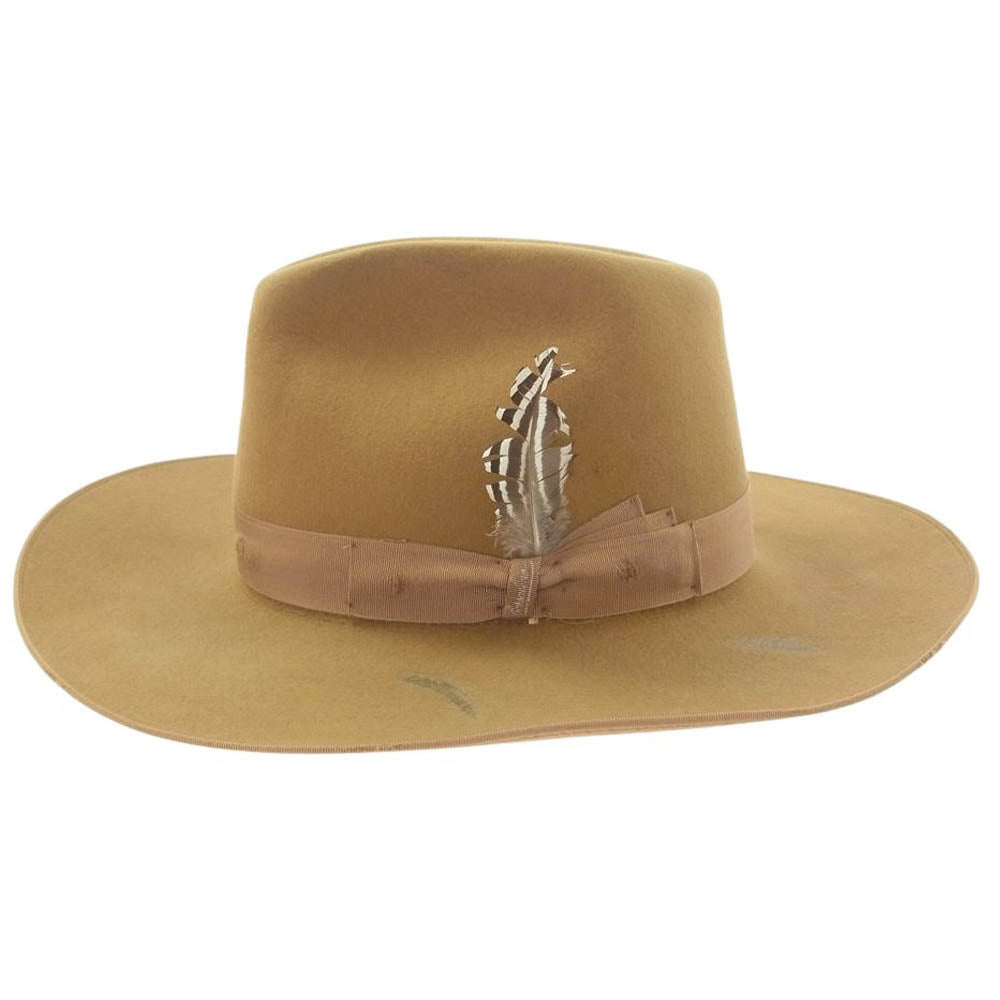 Borsalino ボルサリーノ NICK FOUQUET ニックフーケ GENOVESE ジェノヴェーセ 焦がし ダメージ加工 フェルト ウール ハット ライトブラウン系【中古】