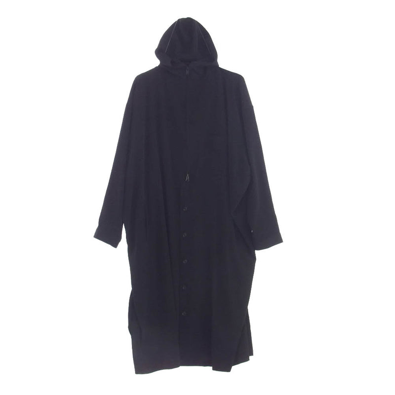 Y's Yohji Yamamoto ワイズ ヨウジヤマモト 24AW YB-C08-500 CREPE de CHINE HOODED COAT クレープデシン  フーデッドコート ブラック系 1【中古】