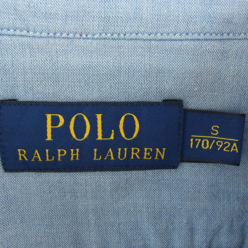 POLO RALPH LAUREN ポロ・ラルフローレン 710539546001 二重生地 裏地マドラスチェック シャンブレー ワーク デニム 長袖 シャツ ライトブルー系 S【中古】