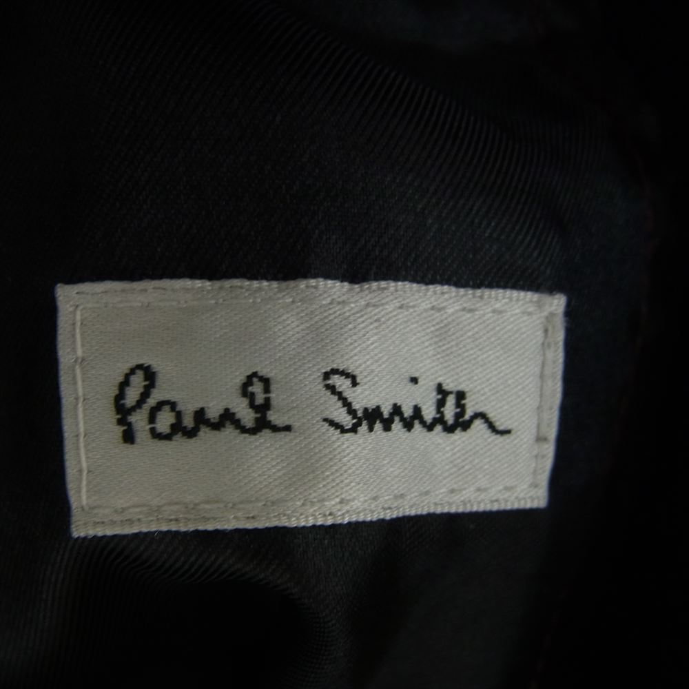 Paul Smith ポール・スミス PM-BM-50165 ベロアパイピング バックベルト ダブルブレスト メルトン ダブル ウール ロング コート ブラック系 L【中古】