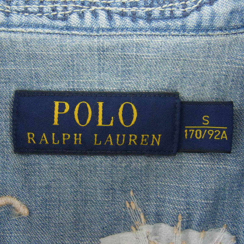 POLO RALPH LAUREN ポロ・ラルフローレン 710547349001 サンセット ウエスタン シャツ ダンガリー 長袖 バック刺繍  デニムシャツ ライトブルー系 S【中古】