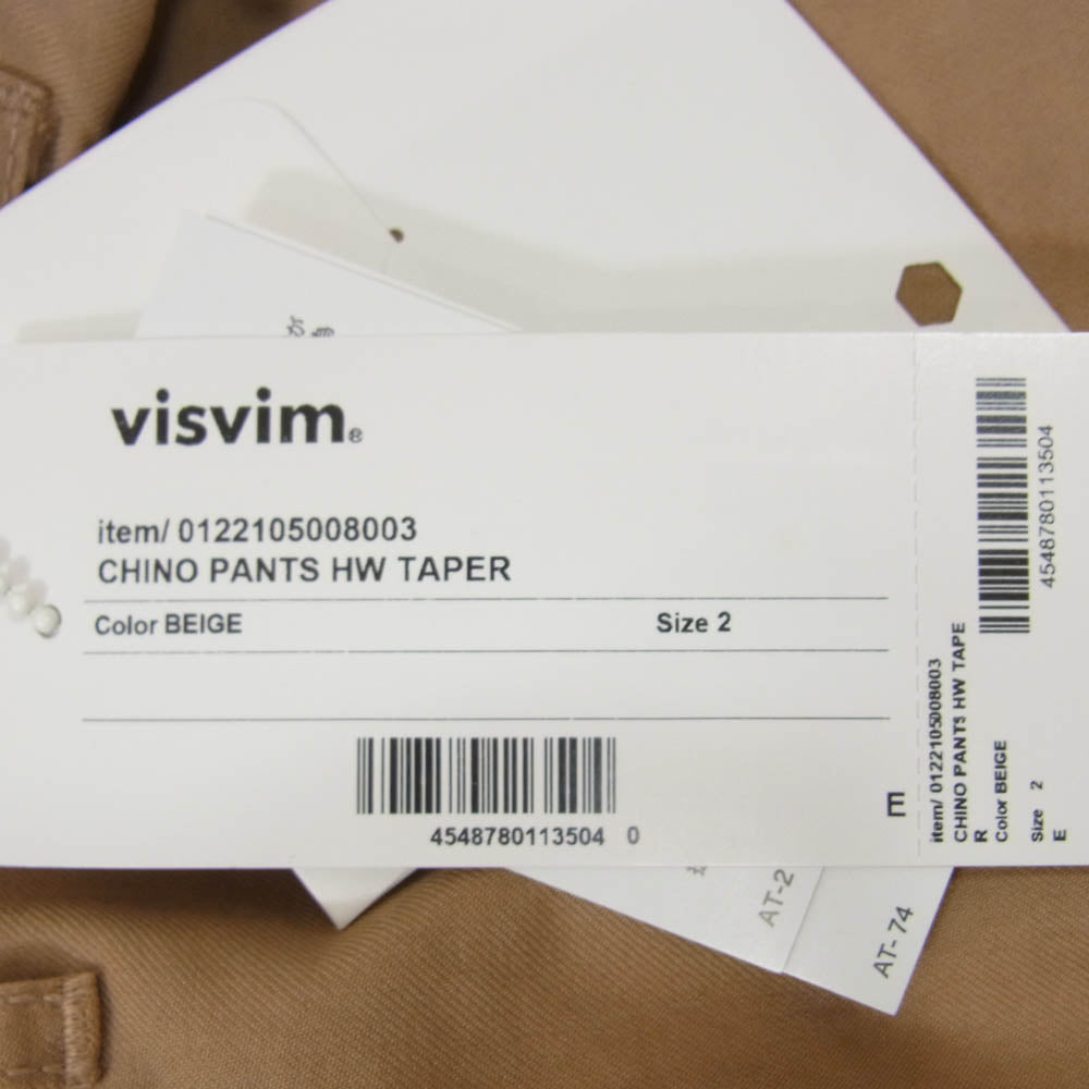 VISVIM ビズビム 22SS 0122105008003 CHINO PANTS HW TAPER BEIGE TAPER PEERLESS刻印 メタル釦 シンチバック チノパンツ ベージュ系 2【美品】【中古】