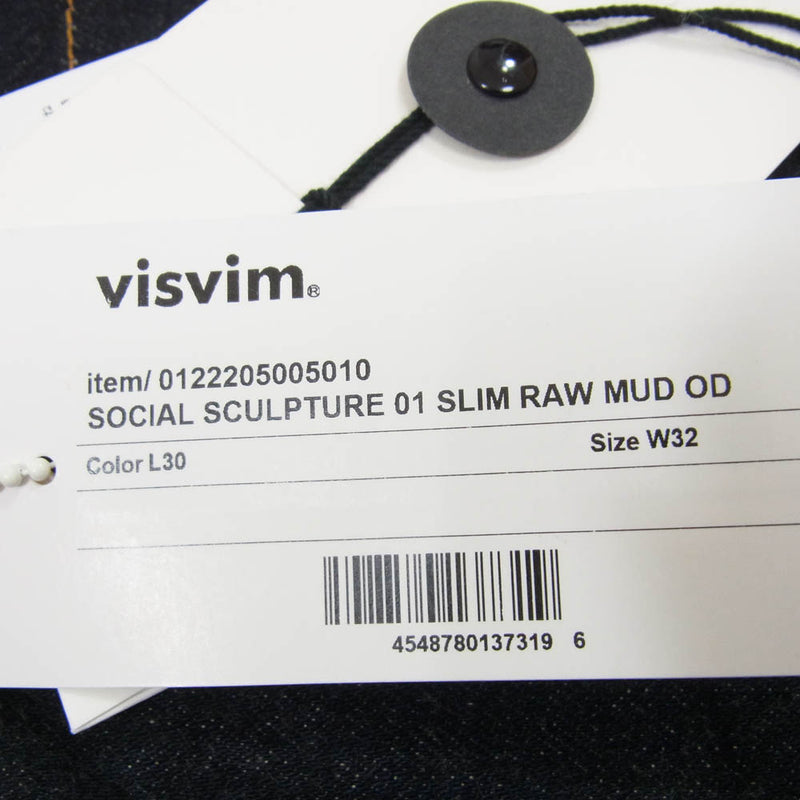 VISVIM ビズビム 0122205005010 SOCIAL SCULPTURE 01 SLIM RAW MUD OD ソーシャルスカルプチャー ボタンフライ デニムパンツ インディゴブルー系 32【美品】【中古】