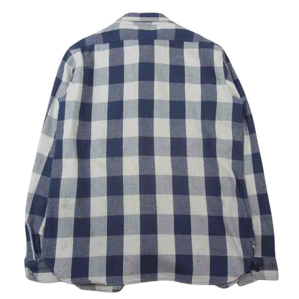 WAREHOUSE ウエアハウス 3104 FLANNEL SHIRTS フランネル チェック 長袖 シャツ ホワイト系 ネイビー系 XL【中古】