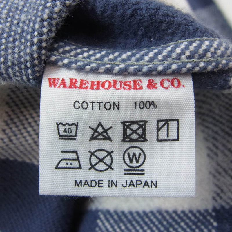 WAREHOUSE ウエアハウス 3104 FLANNEL SHIRTS フランネル チェック 長袖 シャツ ホワイト系 ネイビー系 XL【中古】