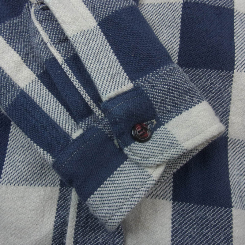 WAREHOUSE ウエアハウス 3104 FLANNEL SHIRTS フランネル チェック 長袖 シャツ ホワイト系 ネイビー系 XL【中古】