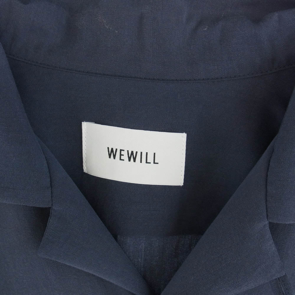 WEWILL ウィーウィル W-012-5004 テンセル 長袖 オープンカラーシャツ ネイビー系 2【中古】