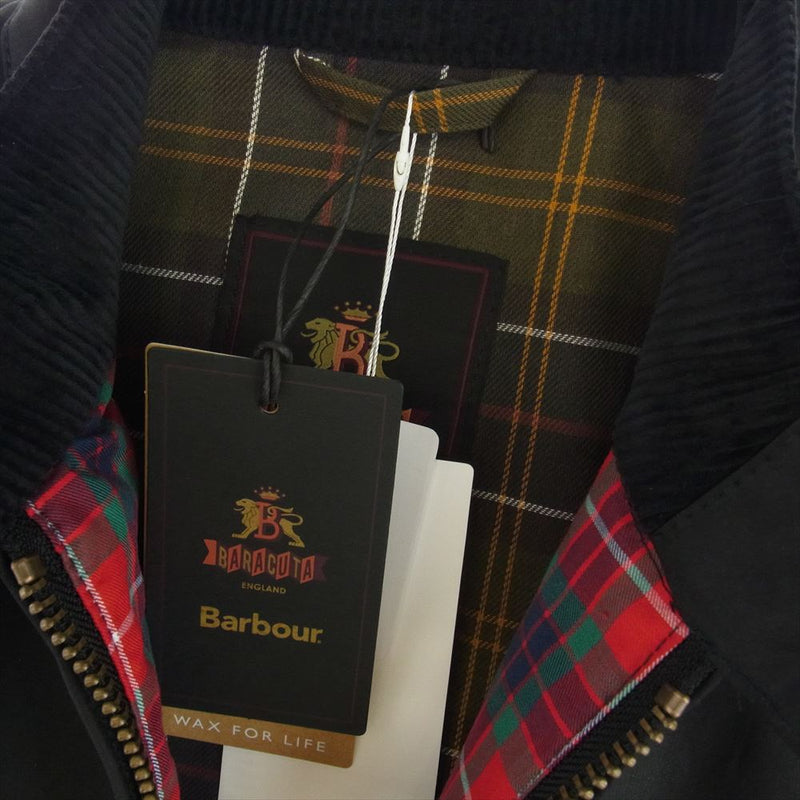 Barbour バブアー 242MWX2327 × BARACUTA G9 Stand Collar Wax Cotton Blouson バラクータ スタンドカラー ワックス コットン ブルゾン オイルドジャケット ブラック系 M【新古品】【未使用】【中古】