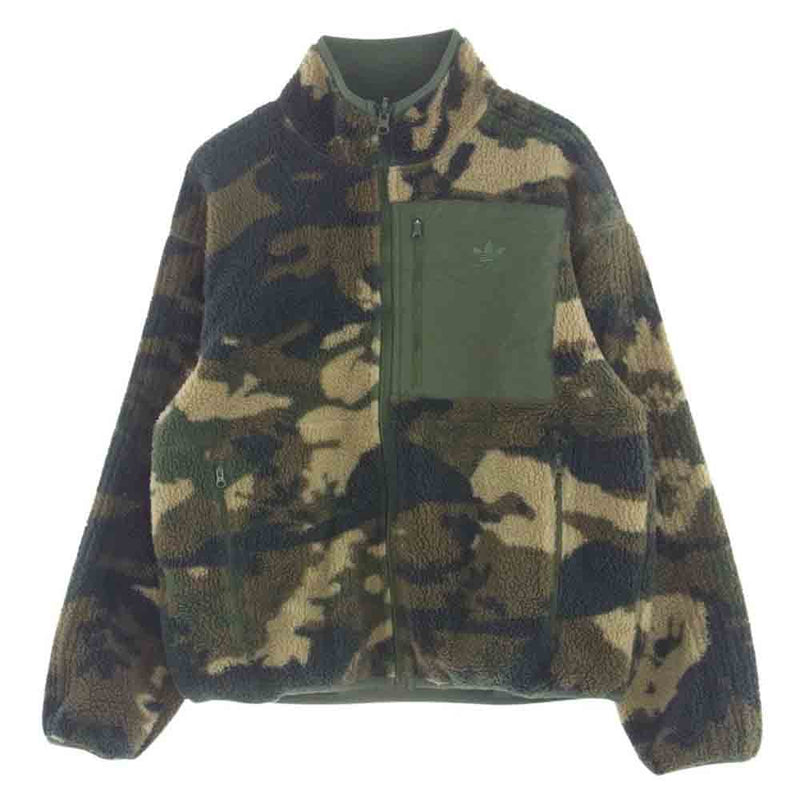 adidas アディダス IP0279 M CAMO FLEECE JKT カモ柄 迷彩 リバーシブル フリース ジップアップ ジャケット マルチカラー系 グリーン系 ASIA /D【中古】