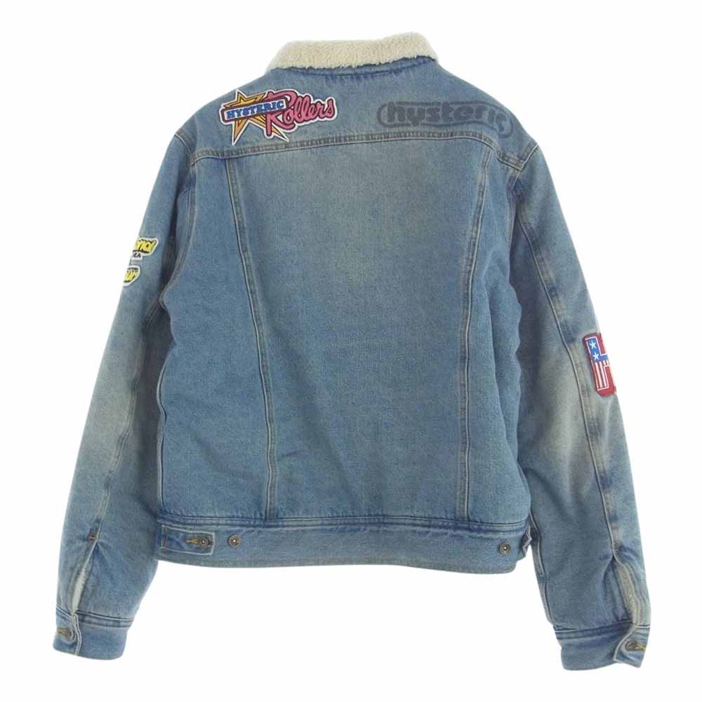 HYSTERIC GLAMOUR ヒステリックグラマー WDS-C-HYS-24-Q2-03 WIND AND SEA WASHED DENIM JACKET ウィンダンシー ウォッシュド デニム ワッペン ボア ジャケット インディゴブルー系 XS【中古】