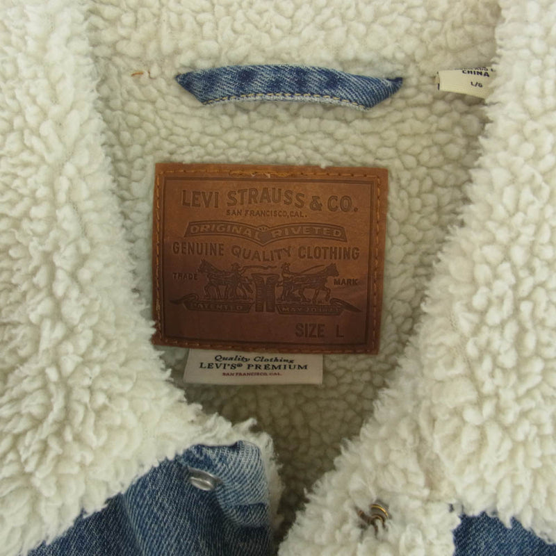 Levi's リーバイス PC9-16365-0128 PREMIUM プレミアム TYPE3 SHERPA TRUCKER JACKET シェルパ トラッカー デニムジャケット ボアジャケット インディゴブルー系 L【美品】【中古】