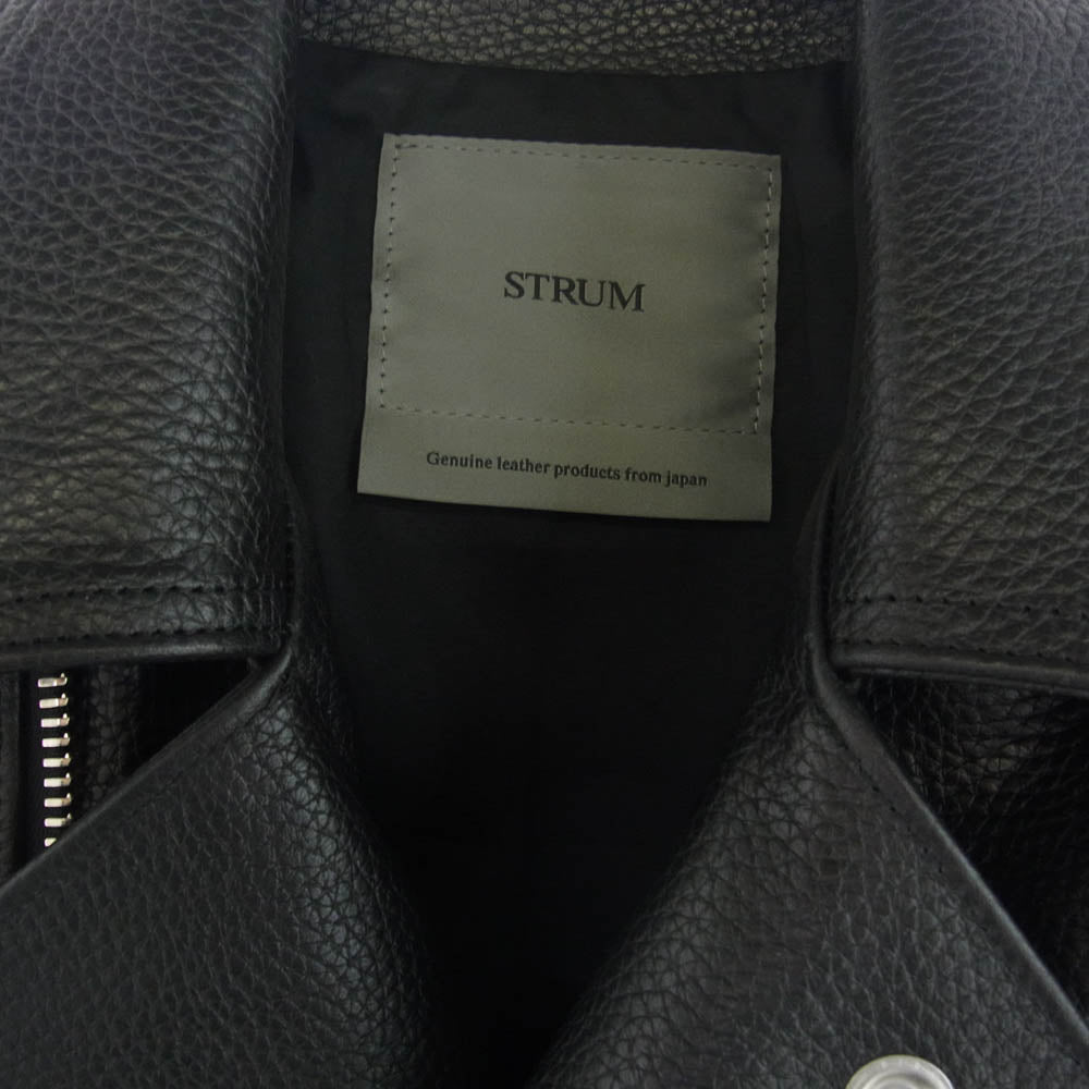 STRUM ストラム STL083-01 クロム鞣し エンボス シュリンクステア LIST ダブルライダースジャケット ブラック系 3(S)【極上美品】【中古】