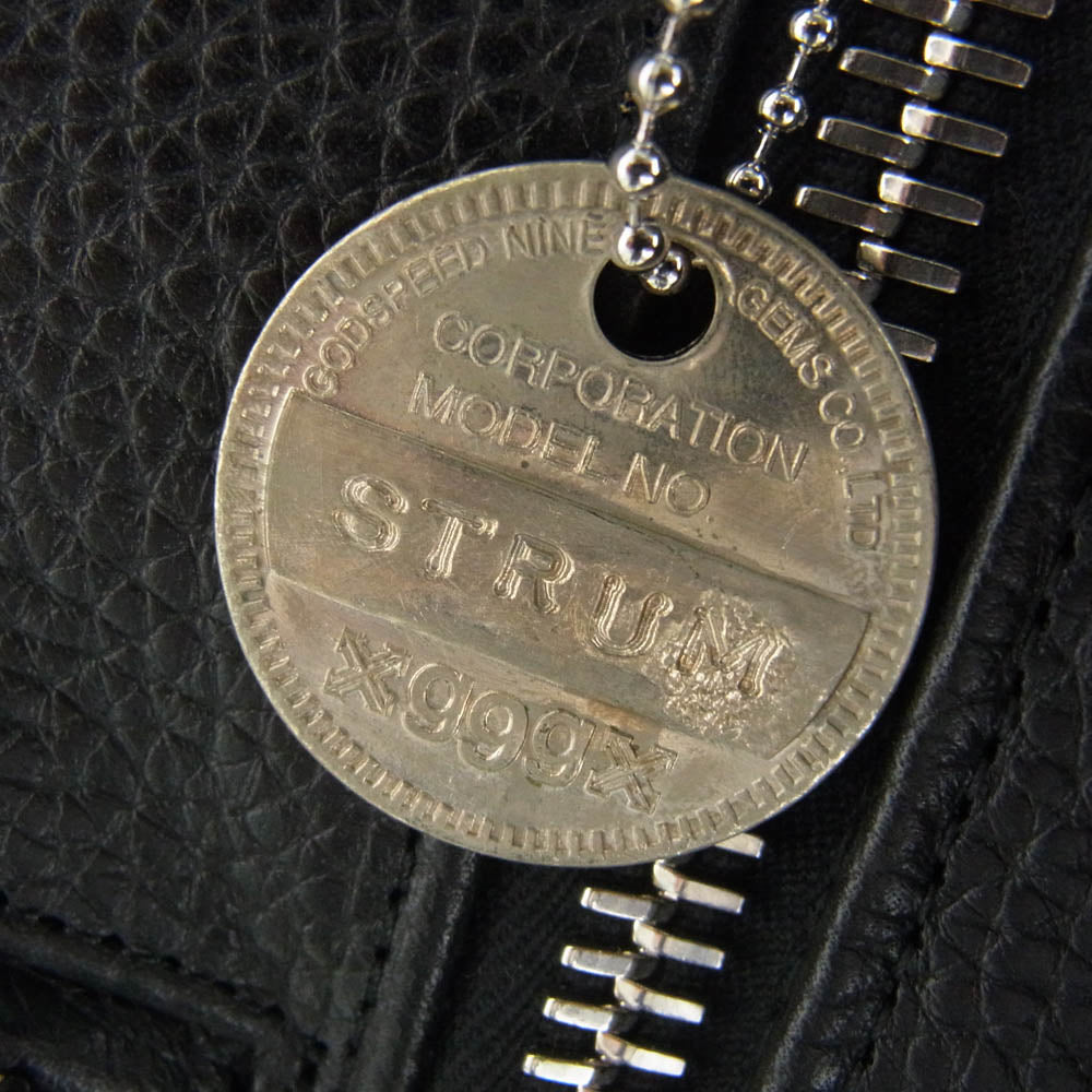 STRUM ストラム STL083-01 クロム鞣し エンボス シュリンクステア LIST ダブルライダースジャケット ブラック系 3(S)【極上美品】【中古】