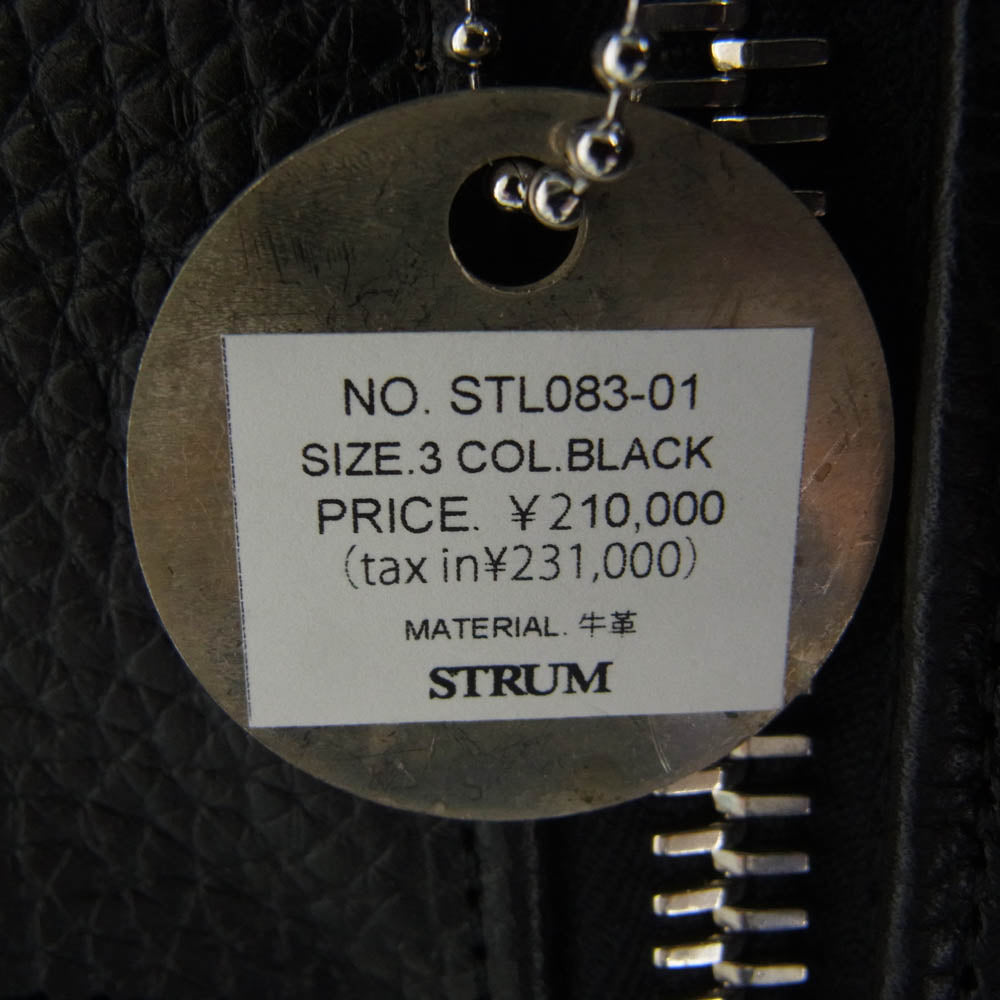 STRUM ストラム STL083-01 クロム鞣し エンボス シュリンクステア LIST ダブルライダースジャケット ブラック系 3(S)【極上美品】【中古】