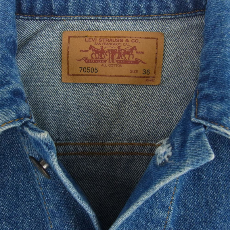 Levi's リーバイス 70505-02 香港製 90s 復刻 3rd 70505 復刻 デニム ジャケット インディゴブルー系 36【極上美品】【中古】