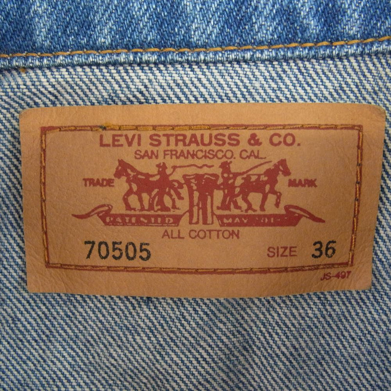 Levi's リーバイス 70505-02 香港製 90s 復刻 3rd 70505 復刻 デニム ジャケット インディゴブルー系 36【極上美品】【中古】