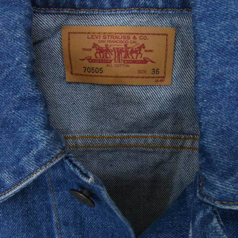 Levi's リーバイス 70505-02 香港製 90s 復刻 3rd 70505 復刻 デニム ジャケット インディゴブルー系 36【極上美品】【中古】