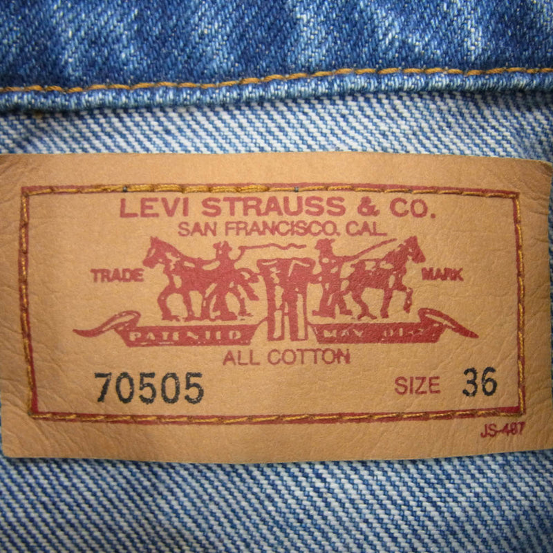 Levi's リーバイス 70505-02 香港製 90s 復刻 3rd 70505 復刻 デニム ジャケット インディゴブルー系 36【極上美品】【中古】