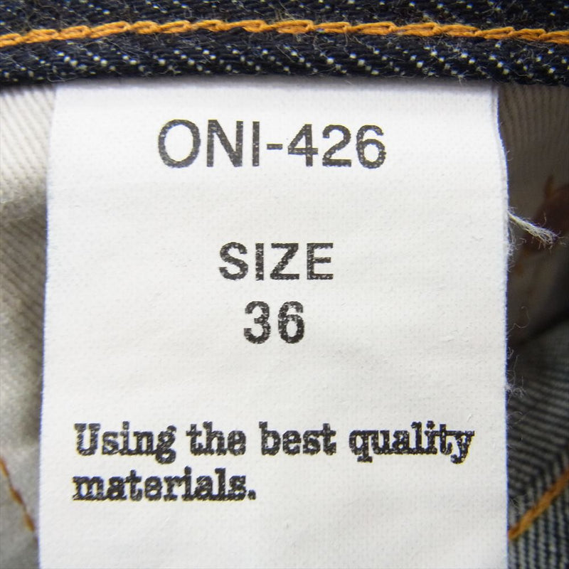 ONI DENIM 鬼デニム ONI-426 13oz デニム Lot.426 ブーツカット デニム パンツ W36 カーキ系【極上美品】【中古】