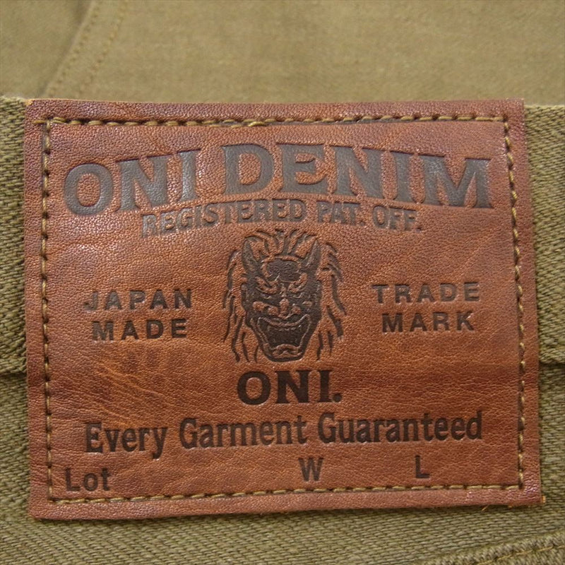 ONI DENIM 鬼デニム ONI-246-OLOL 縦緯先染め硫化 ニートストレート デニム パンツ W31 カーキ系【美品】【中古】