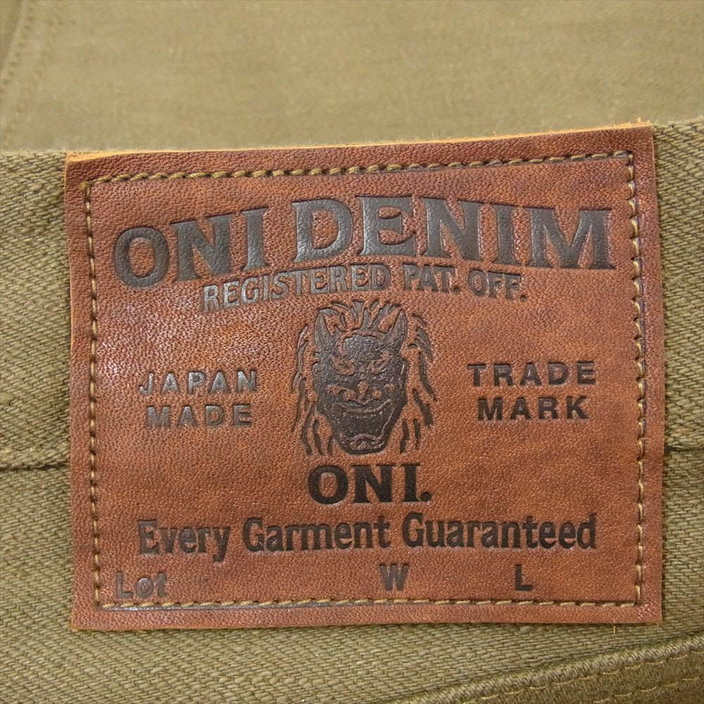 ONI DENIM 鬼デニム ONI-246-OLOL 縦緯先染め硫化 ニートストレート デニム パンツ W32 カーキ系【美品】【中古】