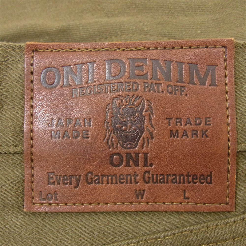 ONI DENIM 鬼デニム ONI-246-OLOL 縦緯先染め硫化 ニートストレート デニム パンツ W36 カーキ系 36【美品】【中古】