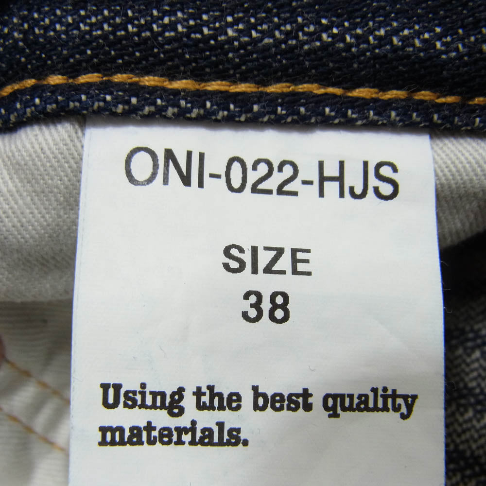 ONI DENIM 鬼デニム ONI-022-HJS 針抜き ジャガード ストライプ リラックス ストレート デニム パンツ インディゴブルー系 38【極上美品】【中古】