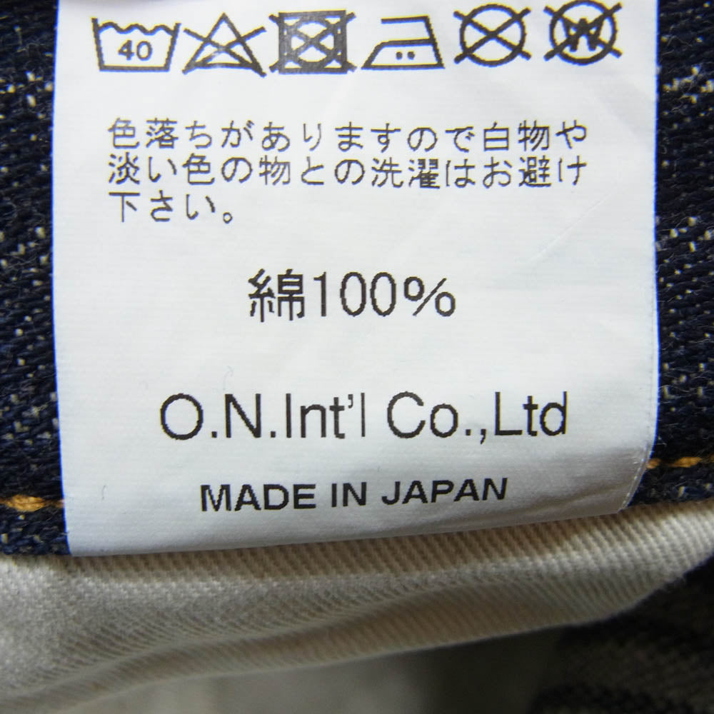 ONI DENIM 鬼デニム ONI-022-HJS 針抜き ジャガード ストライプ リラックス ストレート デニム パンツ インディゴブルー系 38【極上美品】【中古】