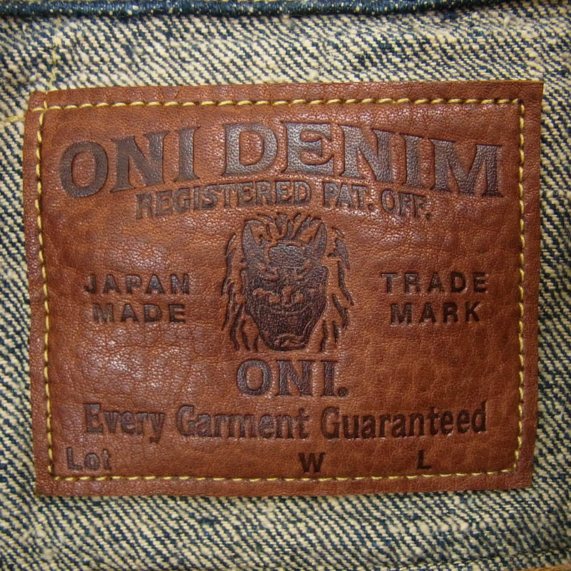 ONI DENIM 鬼デニム ONI-02527P-CCD Kabuki 15oz. クラッシュドコンクリートデニム 歌舞伎耳 3rdタイプ デニムジャケット ワンウォッシュ インディゴブルー系 40【極上美品】【中古】