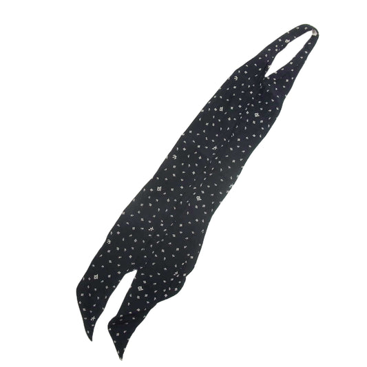 SAINT LAURENT サンローラン 369978 4Y005 1078 国内正規品 総柄 シルク スカーフ タイ ブラック系【中古】