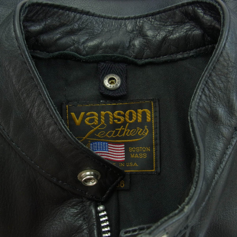 VANSON バンソン USA製 COMT コメット シングル レザー ライダース ジャケット ブラック系 36【中古】