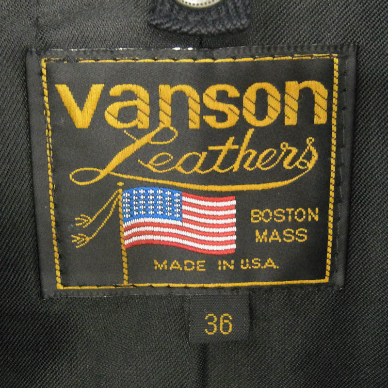 VANSON バンソン USA製 COMT コメット シングル レザー ライダース ジャケット ブラック系 36【中古】