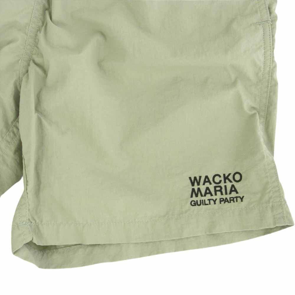 WACKO MARIA ワコマリア 22SS BOARD SHORTS ロゴ刺繍 ナイロン ショーツ ハーフ パンツ グリーン系 L【中古】