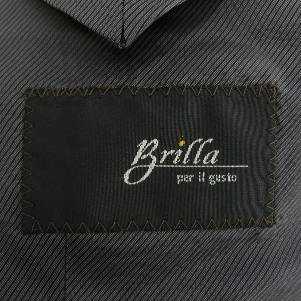 ブリッラ ペル イル グスト モヘア ウール 3B テーラード ジャケット スラックス パンツ スーツ セットアップ ブラック系 48【中古】