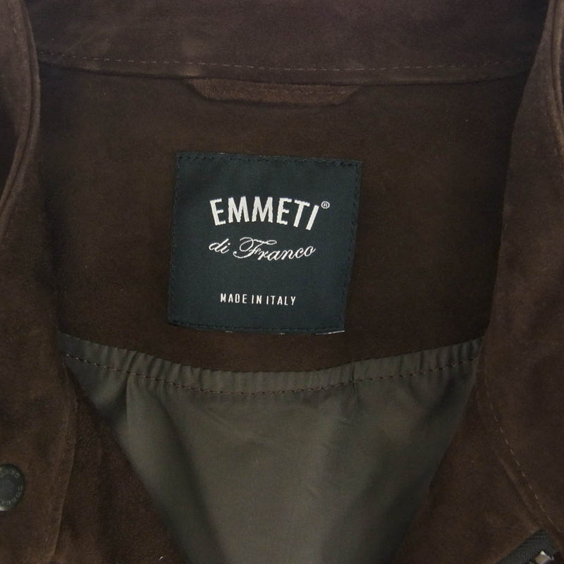 EMMETI エンメティ GIAPPONE-074 国内正規品 イタリア製 JURI GOAT SKIN SUEDE ゴートスキン スエード ライダース ジャケット ブラウン系 48【中古】