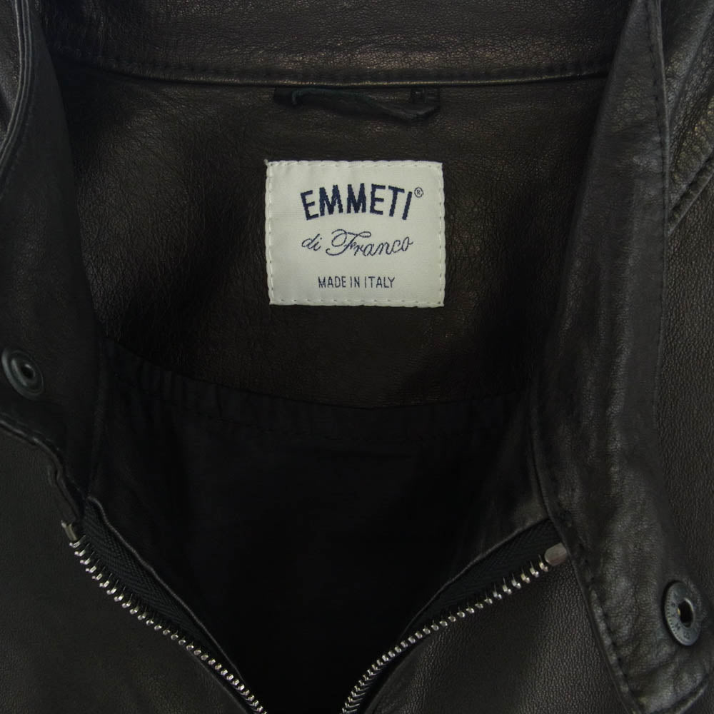 EMMETI エンメティ 24-18-0010-309 国内正規品 イタリア製 JURI ユリ 羊革 ラムスキン シングル ライダース ジャケット ブラック系 48【中古】