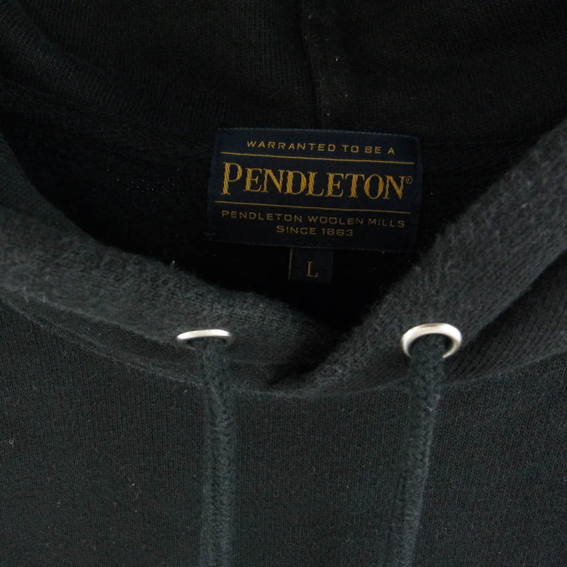 PENDLETON ペンドルトン RAGLAN BACK PRINT SWEATHOODIE ラグラン バックプリント スウェット フーディ パーカー ブラック系 L【中古】