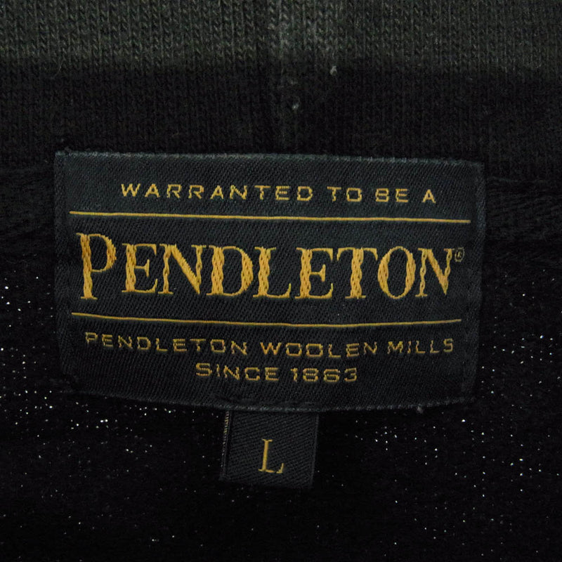 PENDLETON ペンドルトン RAGLAN BACK PRINT SWEATHOODIE ラグラン バックプリント スウェット フーディ パーカー ブラック系 L【中古】