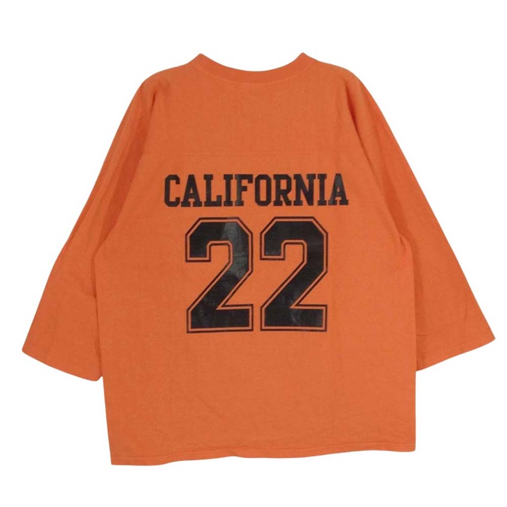 STANDARD CALIFORNIA スタンダードカリフォルニア 24SS 22 ロゴ 七分丈 フットボール Tシャツ カットソー オレンジ系 L【中古】