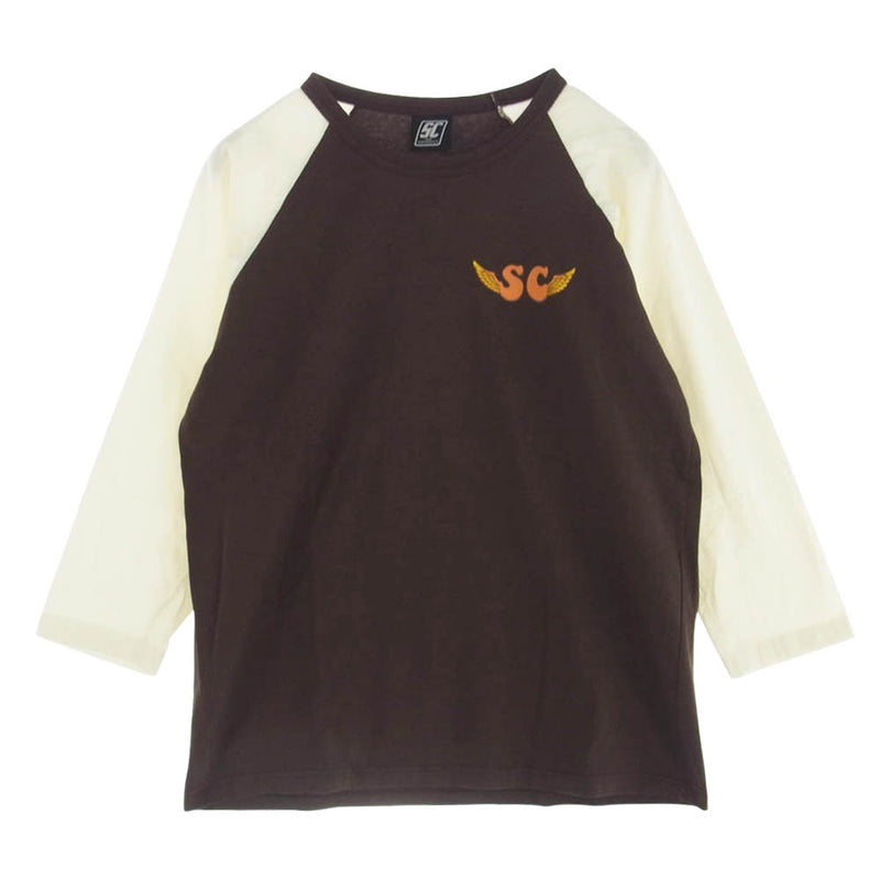 サブカルチャー RAGLAN LONG SLEEVE T-SHIRT ロゴ ラグラン Tシャツ カットソー ブラウン系 2【中古】