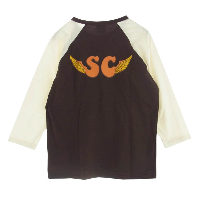 サブカルチャー RAGLAN LONG SLEEVE T-SHIRT ロゴ ラグラン Tシャツ カットソー ブラウン系 2【中古】