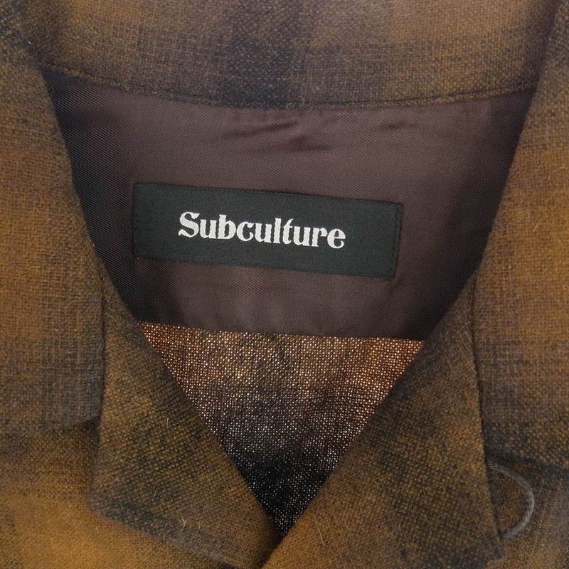 サブカルチャー SCSH-A2304 WOOL CHECK SHIRT BROWN ウール チェック 長袖 シャツ ブラウン系 2【極上美品】【中古】