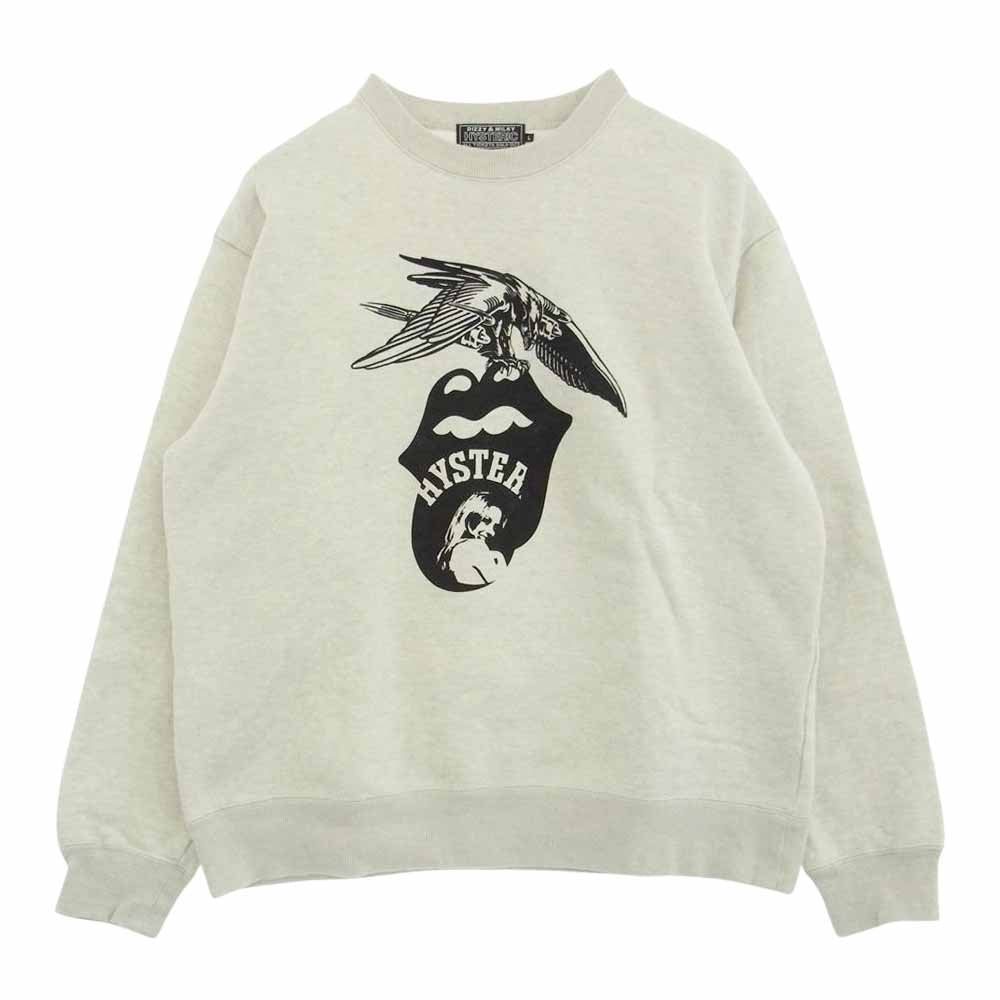 HYSTERIC GLAMOUR ヒステリックグラマー 23AW 02233CS08 THE ROLLING STONES ローリングストーンズ STONES 1975 リップアンドタン イーグル ガール プリント スウェット グレー系 L【中古】