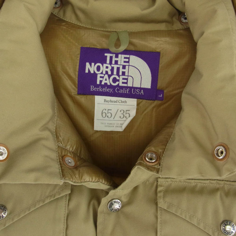 THE NORTH FACE ノースフェイス ND2750N PURPLE LABEL パープルレーベル 65/35 Hooded Sierra Vest  フード ダウン ベスト ベージュ系 L【中古】