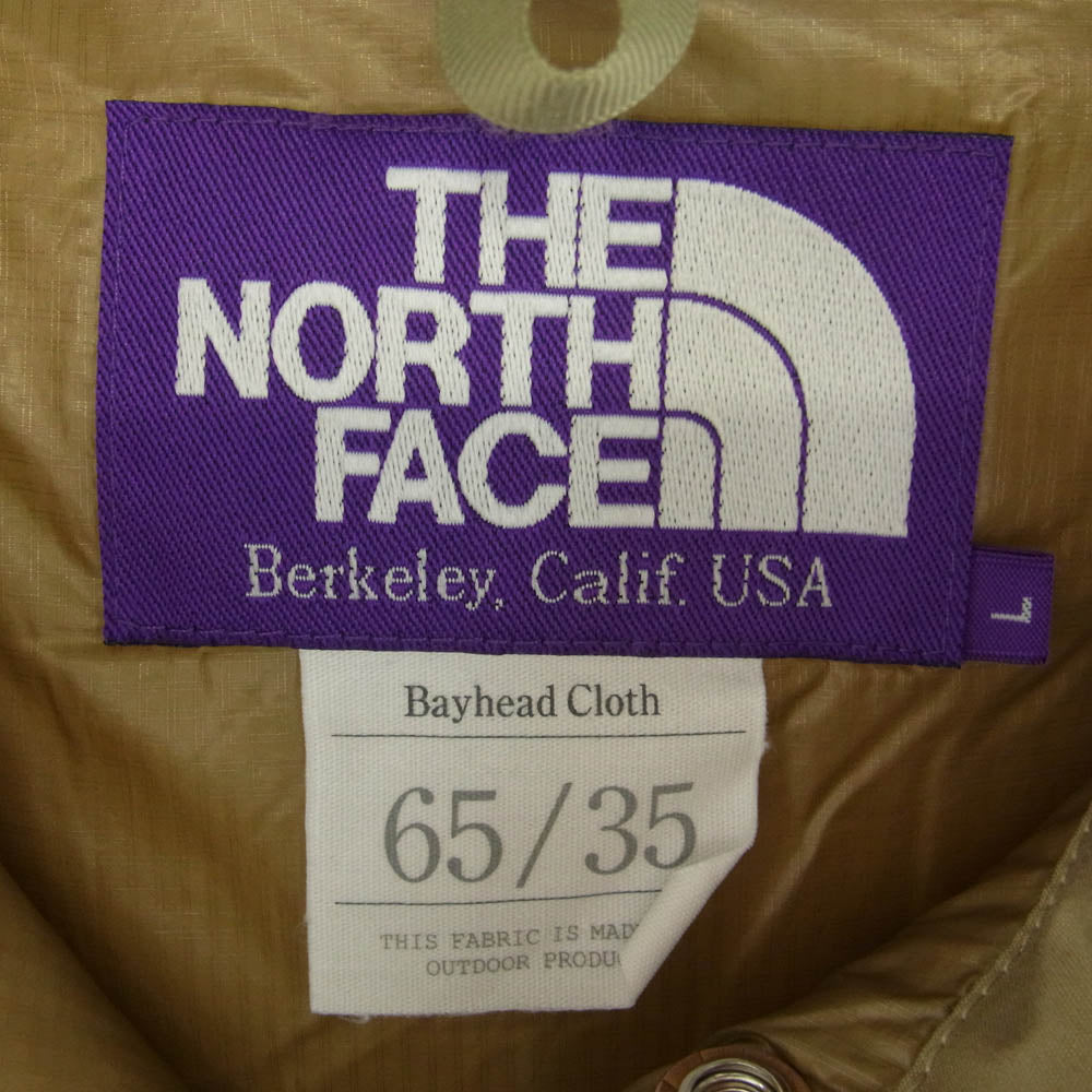 THE NORTH FACE ノースフェイス ND2750N PURPLE LABEL パープルレーベル 65/35 Hooded Sierra Vest  フード ダウン ベスト ベージュ系 L【中古】