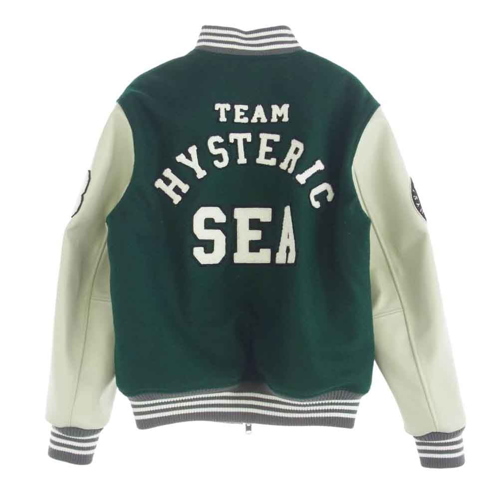 HYSTERIC GLAMOUR ヒステリックグラマー × WIND AND SEA ウィンダンシー 21AW WDS-HYS-3-01 TEAM STADIUM JUMPER バーシティ ジャンパー スタジャン ブルゾン グリーン系 M【中古】